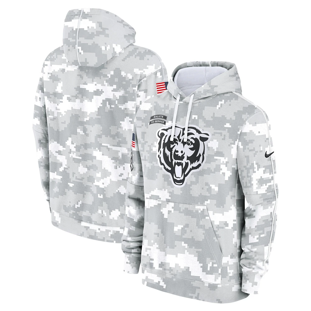 Sweat à capuche Nike Chicago Bears 2024 Salute To Service pour jeunes Blanc/Gris