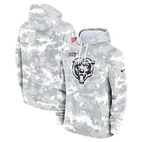 Youth Nike White/Gray Chicago Bears 2024 Salute To Service Pullover Hoodie