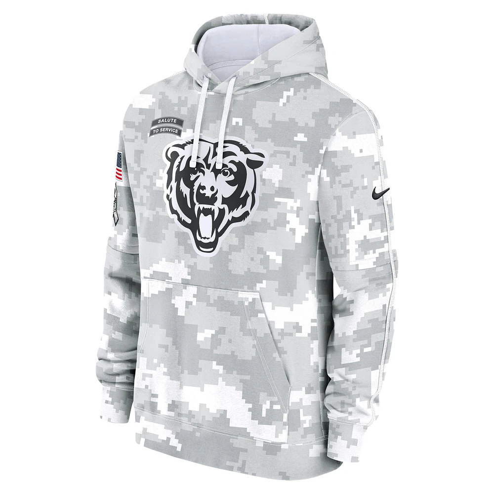 Youth Nike White/Gray Chicago Bears 2024 Salute To Service Pullover Hoodie