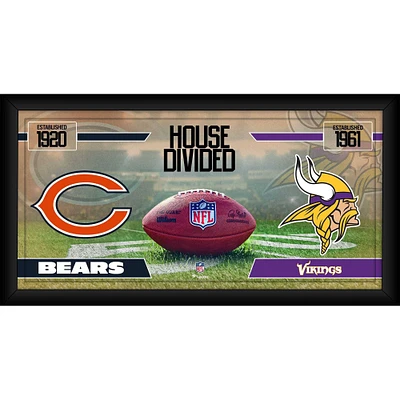 Collage de football encadré 10" x 20" des Bears de Chicago contre les Vikings du Minnesota