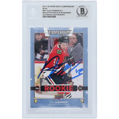 Carte de recrue authentifiée signée Alex DeBrincat Chicago Blackhawks 2017-18 Upper Deck Compendium Blue #877 Beckett Fanatics Witnessed