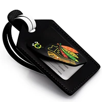 Étiquette de bagage en cuir noire Chicago Blackhawks personnalisée