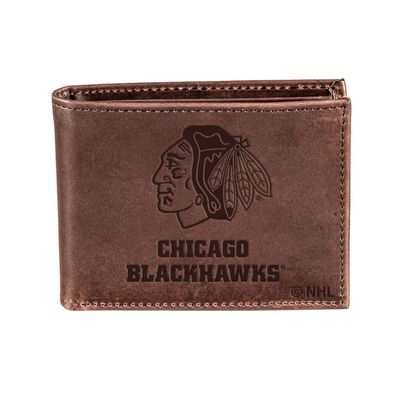 Brown Chicago Blackhawks Bifold Leather Wallet