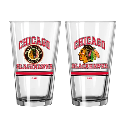 Blackhawks de Chicago 16oz. Verre à pinte, paquet de deux