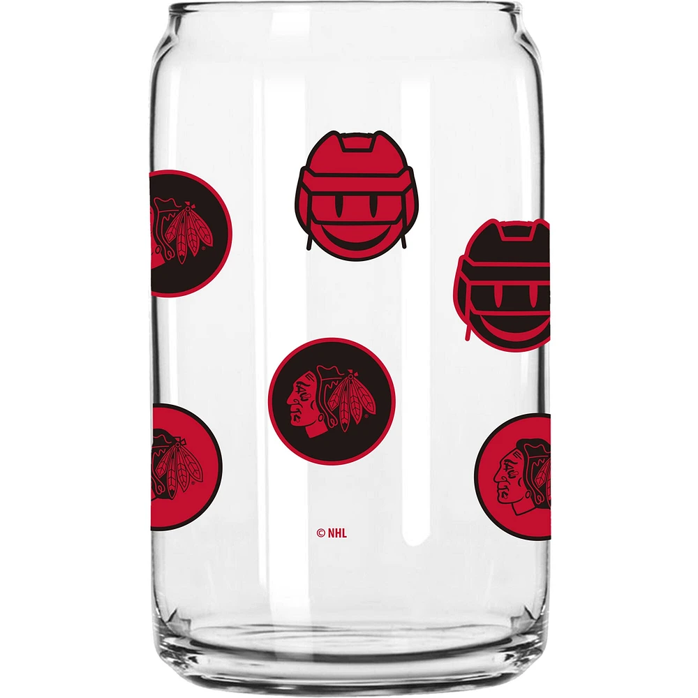 Blackhawks de Chicago 16oz. Verre de canette smiley