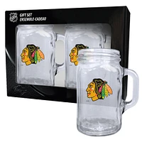 Pack de 2 Blackhawks de Chicago 16 oz. Ensemble de tasse Mason