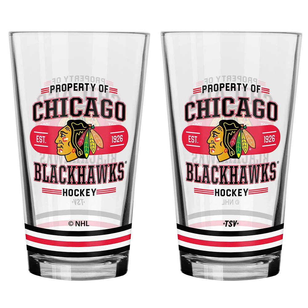 Ensemble de 2 verres à mélange des Blackhawks de Chicago