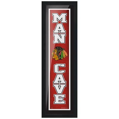 Chicago Blackhawks - Enseigne encadrée Man Cave de 6 po x 22 po