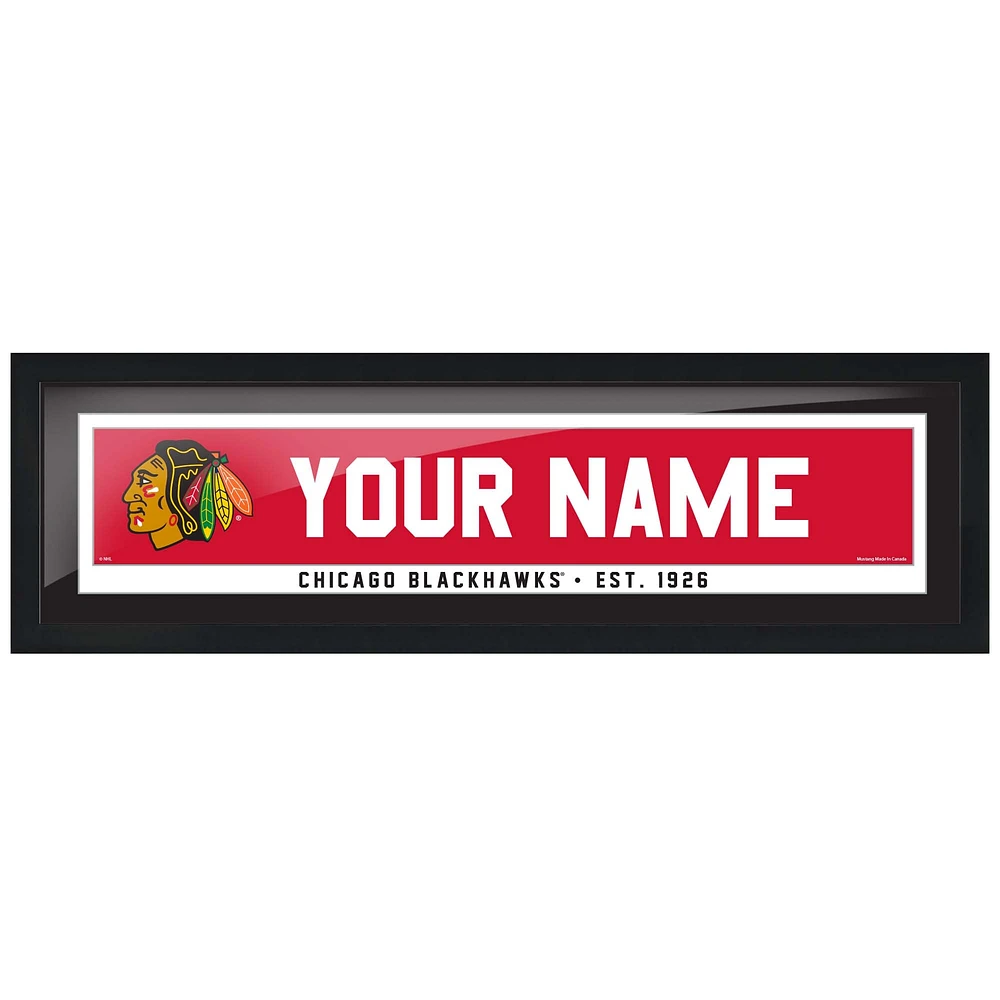 Blackhawks de Chicago - Cadre photo personnalisé pour équipe de 6'' x 22''