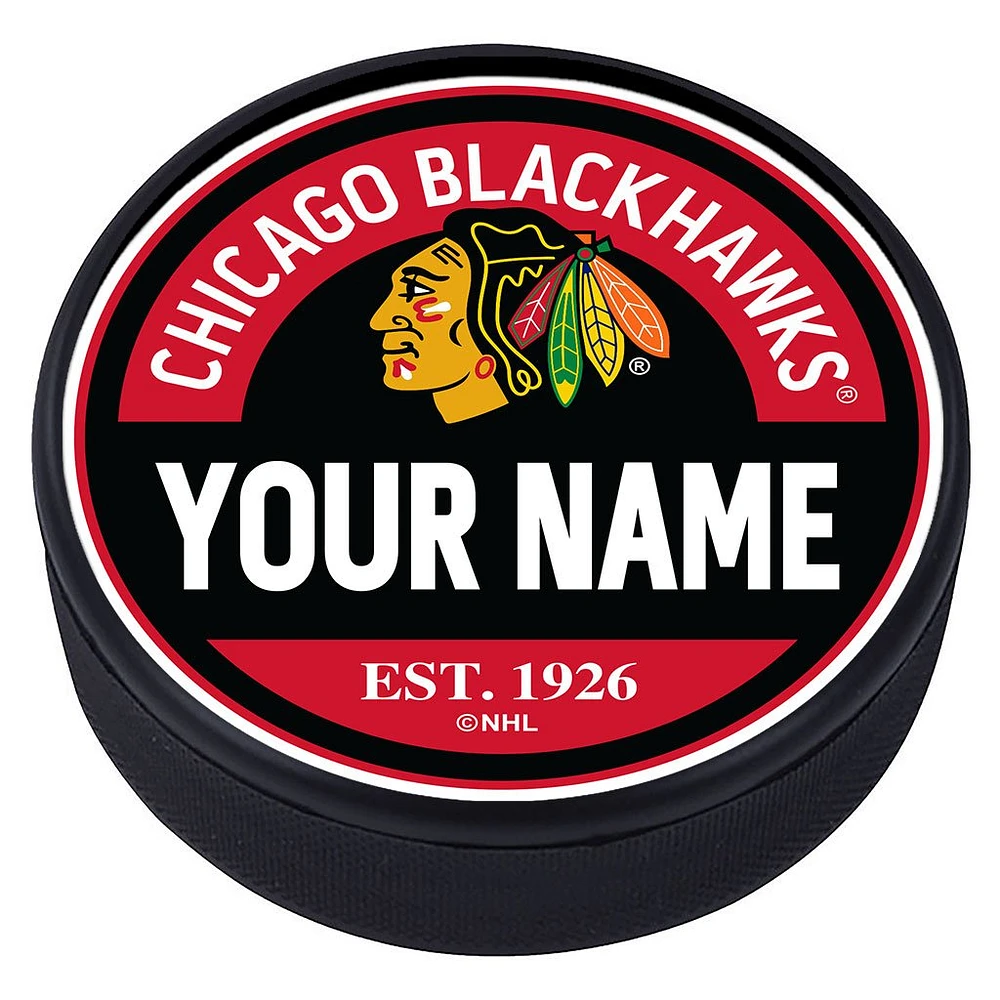 Chicago Blackhawks - Personalized Block Textured Puck