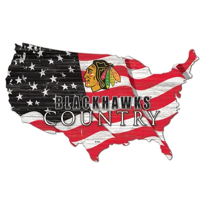 Chicago Blackhawks USA Flag Cutout Sign