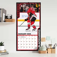 Calendrier mural des joueurs Connor Bedard Chicago Blackhawks 2025 12" x 12"