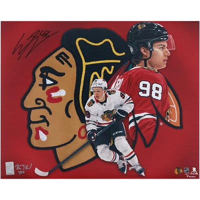 Connor Bedard Chicago Blackhawks Autographed 16" x 20" Photo Print with Art by Brian Konnick - Limited Edition of 50