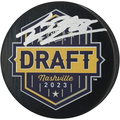 Connor Bedard Chicago Blackhawks Autographed 2023 NHL Draft Hockey Puck 