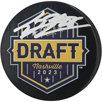 Connor Bedard Chicago Blackhawks Autographed 2023 NHL Draft Hockey Puck 