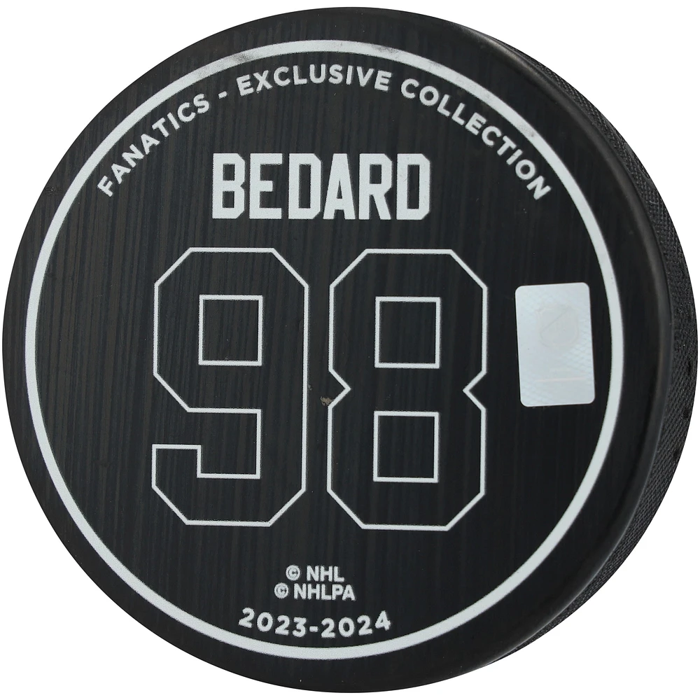 Connor Bedard Chicago Blackhawks Autographed 2024 Calder Trophy Hockey Puck - Limited Edition of 99