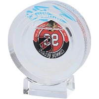 Connor Bedard Chicago Blackhawks Autographed NHL Debut Crystal Puck - Filled with Ice from NHL Debut Game