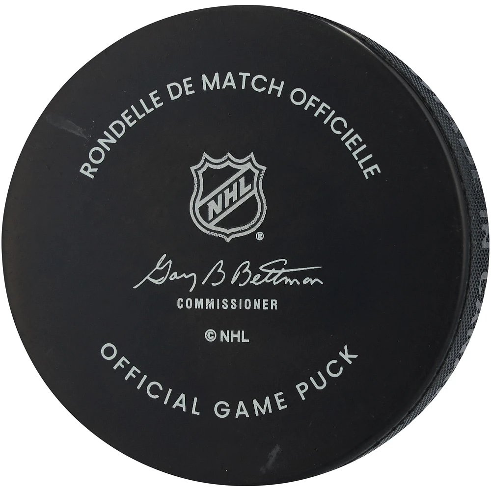 Connor Bedard Chicago Blackhawks Autographed Official Game Puck with "2024 Calder" Inscription
