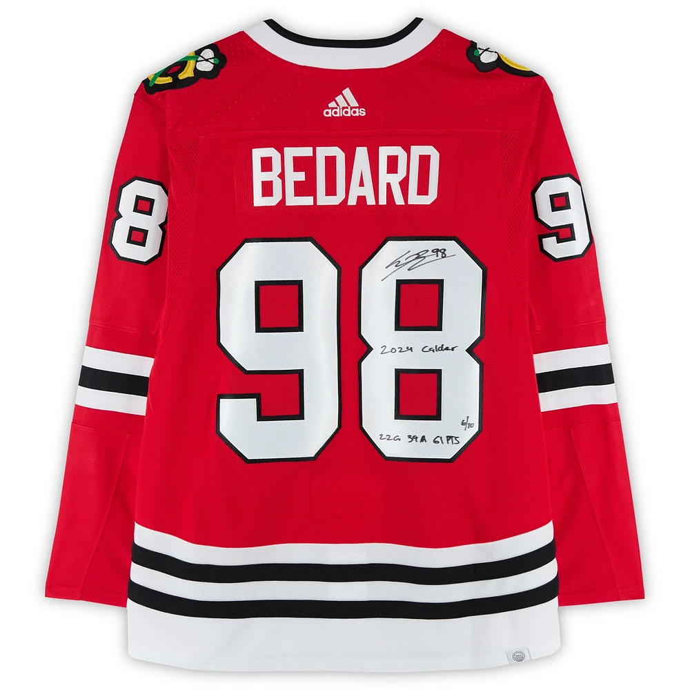 Connor Bedard Chicago Blackhawks Autographed Red adidas Authentic Jersey with Multiple Inscriptions - Limited Edition of 10
