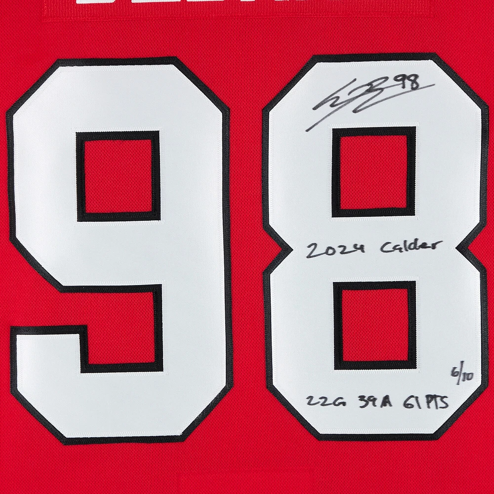 Connor Bedard Chicago Blackhawks Autographed Red adidas Authentic Jersey with Multiple Inscriptions - Limited Edition of 10