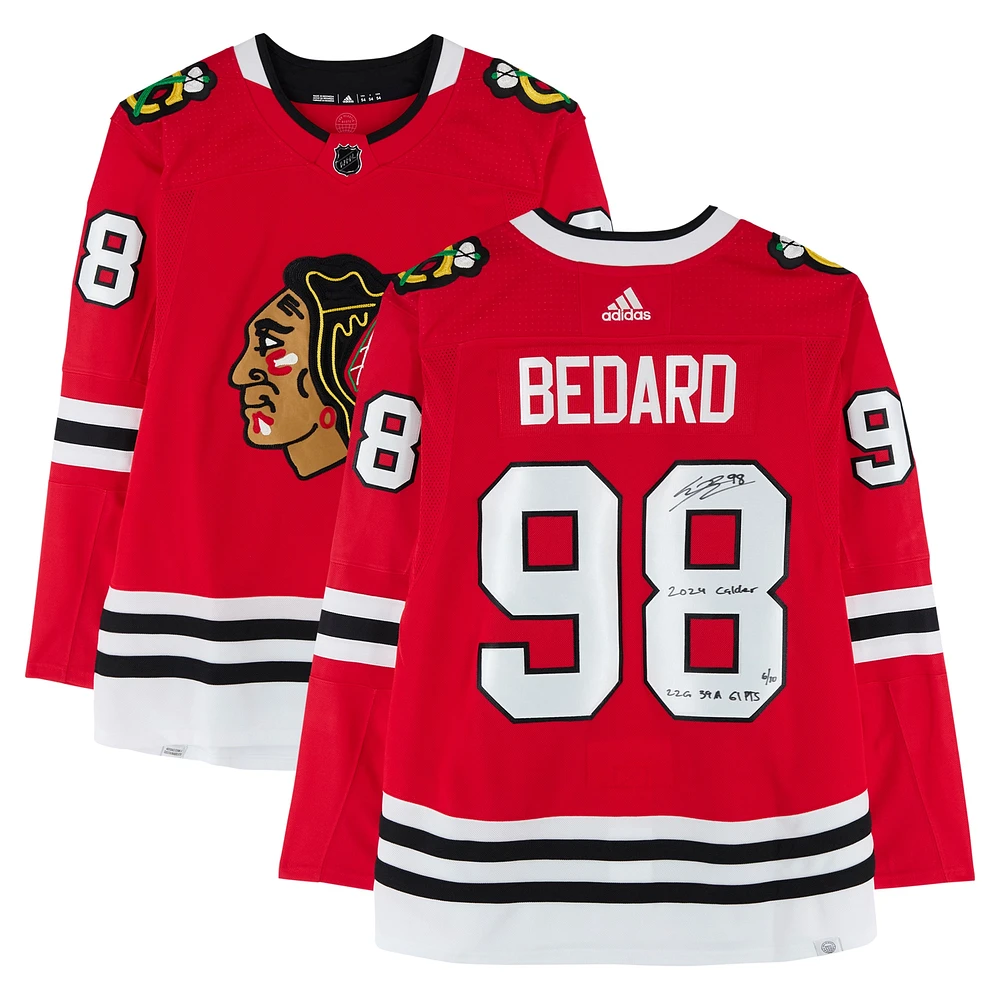 Connor Bedard Chicago Blackhawks Autographed Red adidas Authentic Jersey with Multiple Inscriptions - Limited Edition of 10