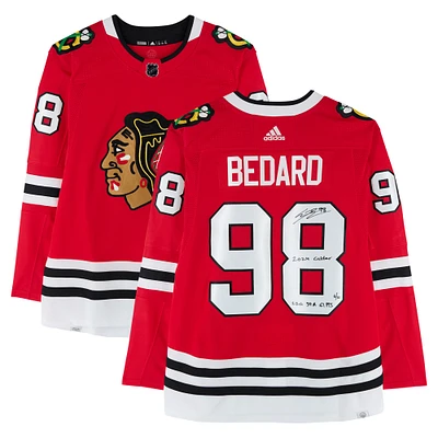 Connor Bedard Chicago Blackhawks Autographed Red adidas Authentic Jersey with Multiple Inscriptions - Limited Edition of 10