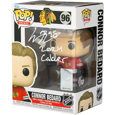 Connor Bedard Chicago Blackhawks Autographed Red Jersey Funko Pop! Vinyl Figure with "2024 Calder" Inscription