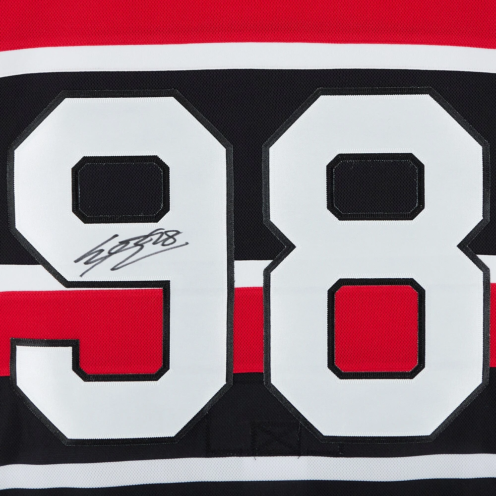 Maillot rétro adidas authentique autographié par Connor Bedard des Blackhawks de Chicago