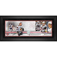 Connor Bedard Chicago Blackhawks Framed 10" x 30" NHL Debut Panoramic with a Piece of Game-Used Net from NHL Debut Game - Limited Edition of 198