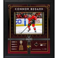 Connor Bedard Chicago Blackhawks Framed 2024 Calder Memorial Trophy Winner 15" x 17" Photograph with a Piece of Game-Used Puck - Limited Edition of 398