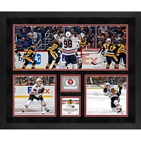 Collage encadré de 3 photographies de 20" x 24" de Connor Bedard, Blackhawks de Chicago, avec glace utilisée lors du premier match de la LNH - Édition limitée à 198 exemplaires