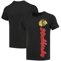 T-shirt noir en chenille pour jeunes filles des Blackhawks de Chicago