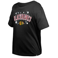 Girl's Youth New Era  Black Chicago Blackhawks Flip Sequin T-Shirt