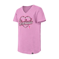 T-shirt à col en V paillettes roses Chicago Blackhawks de New Era pour fille