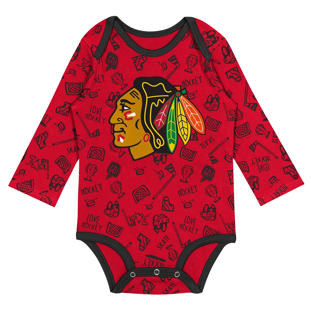 Body rouge à manches longues Dynamic Defender des Blackhawks de Chicago pour bébé