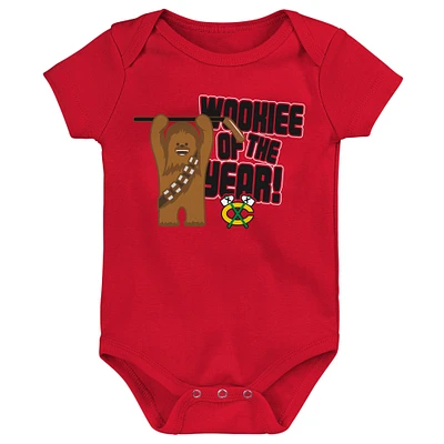 Body rouge pour bébé des Blackhawks de Chicago Star Wars Wookie l'année