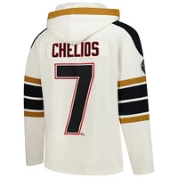 V111020 Blkhwk Chris Chelios 47 Brand Old Time hockey Cagoules à lacets pour joueur de hommes SWTMENNUM HP156PMWHVT660677CL #1