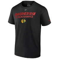T-shirt Fanatics noir authentique pour homme des Chicago Blackhawks