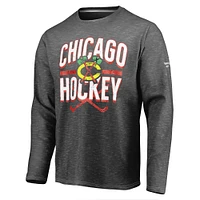 Men's Fanatics  Charcoal Chicago Blackhawks Long Sleeve T-Shirt