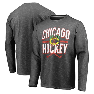 Men's Fanatics  Charcoal Chicago Blackhawks Long Sleeve T-Shirt