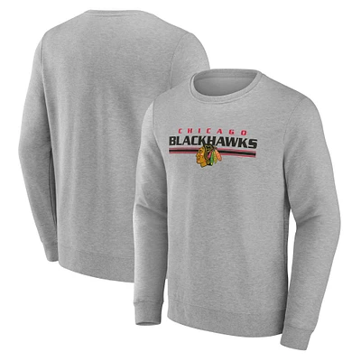 Men's Fanatics  Gray Chicago Blackhawks Block Party Fleece Pullover Sweatshirt