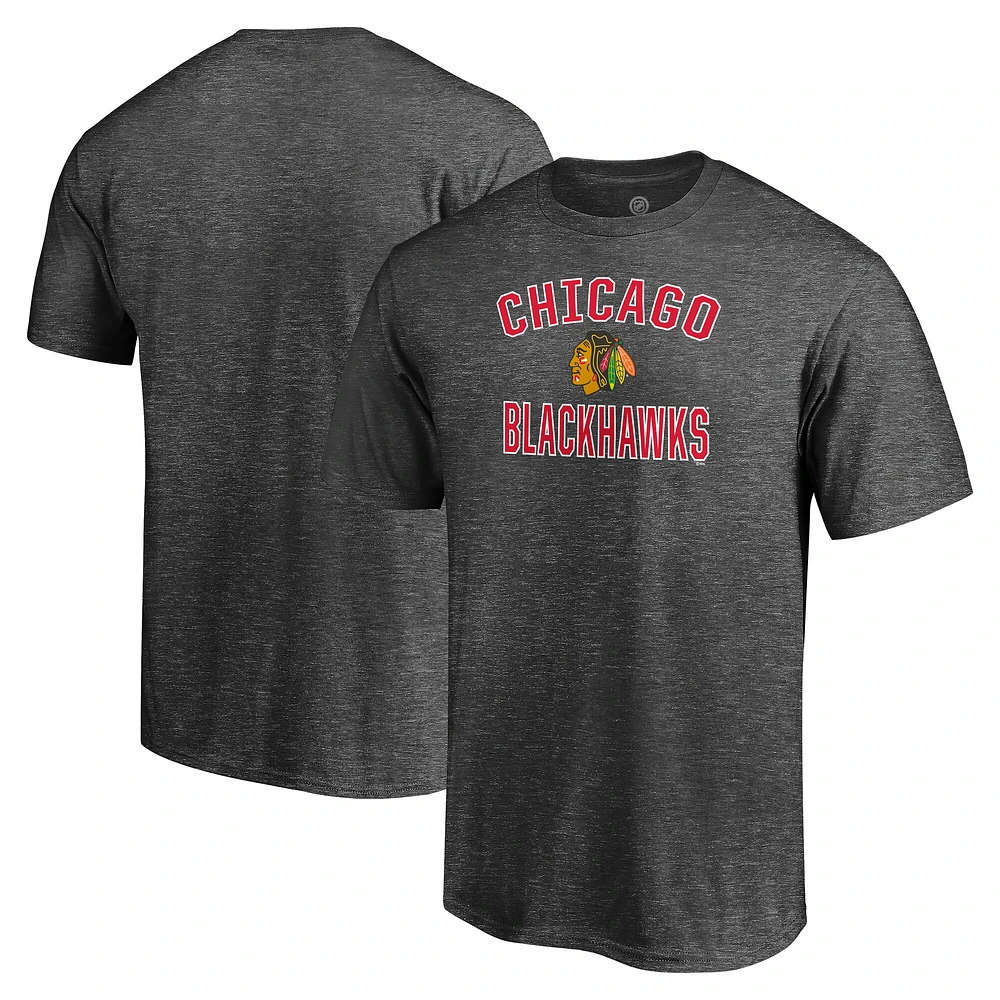 Men's Fanatics Heather Charcoal Chicago Blackhawks Victory Arch T-Shirt