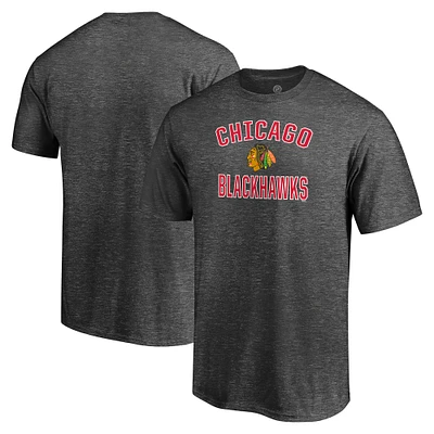 Men's Fanatics  Heather Charcoal Chicago Blackhawks Victory Arch T-Shirt