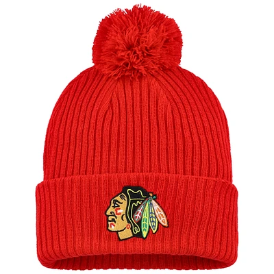 Men's Fanatics  Red Chicago Blackhawks Cuffed Knit Hat with Pom