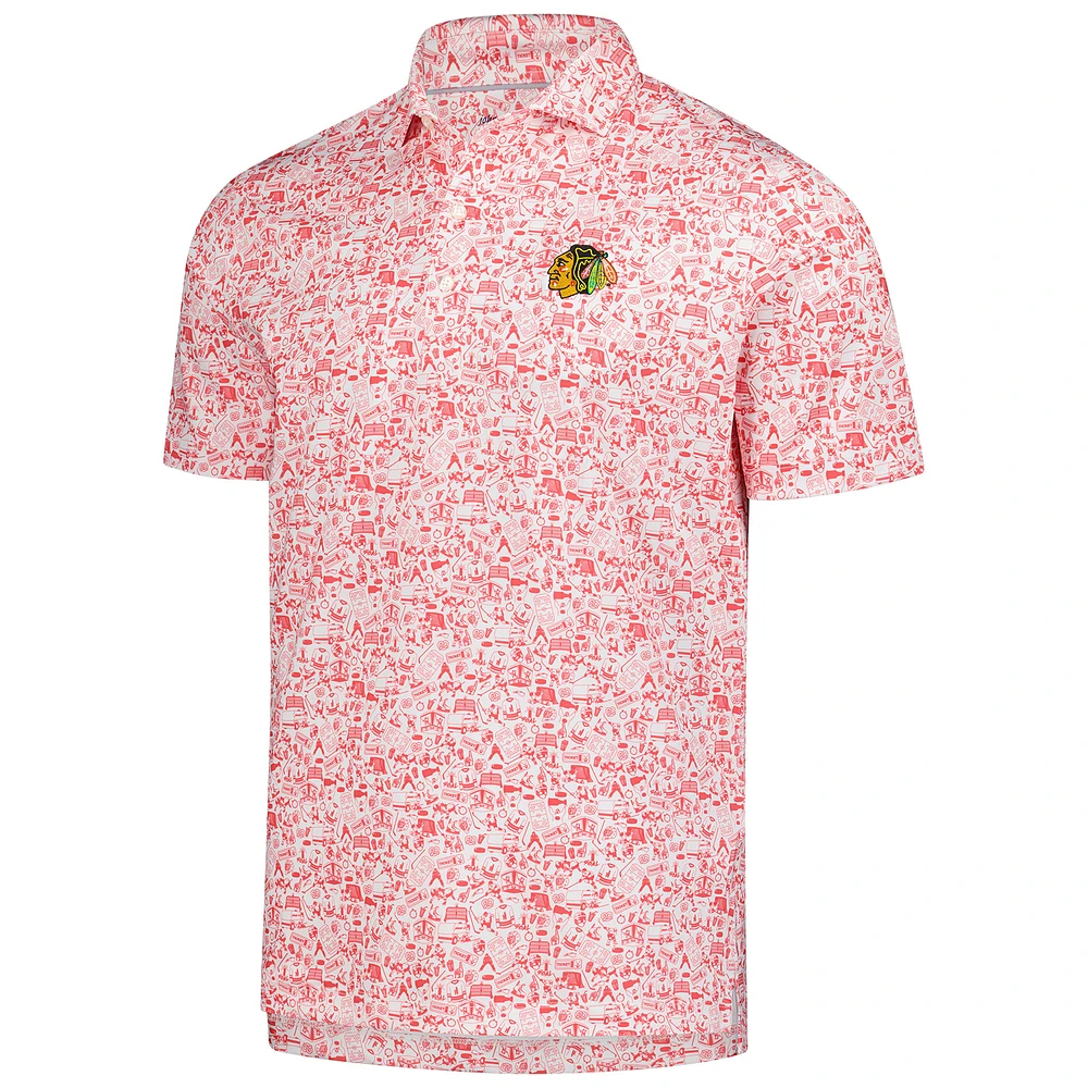 Polo Slapshot pour hommes Johnnie-O rouge/blanc des Blackhawks de Chicago