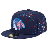 Men's New Era  Navy Chicago Blackhawks Americana Fireworks 59FIFTY Fitted Hat