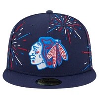 Men's New Era  Navy Chicago Blackhawks Americana Fireworks 59FIFTY Fitted Hat