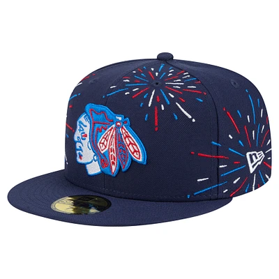 Men's New Era  Navy Chicago Blackhawks Americana Fireworks 59FIFTY Fitted Hat