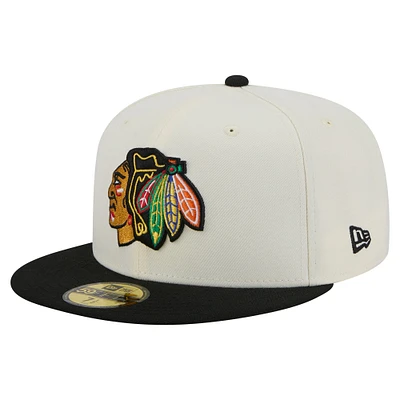 Men's New Era  White Chicago Blackhawks Chrome Two-Toned 59FIFTY Fitted Hat