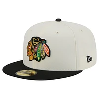 Men's New Era  White Chicago Blackhawks Chrome Two-Toned 59FIFTY Fitted Hat